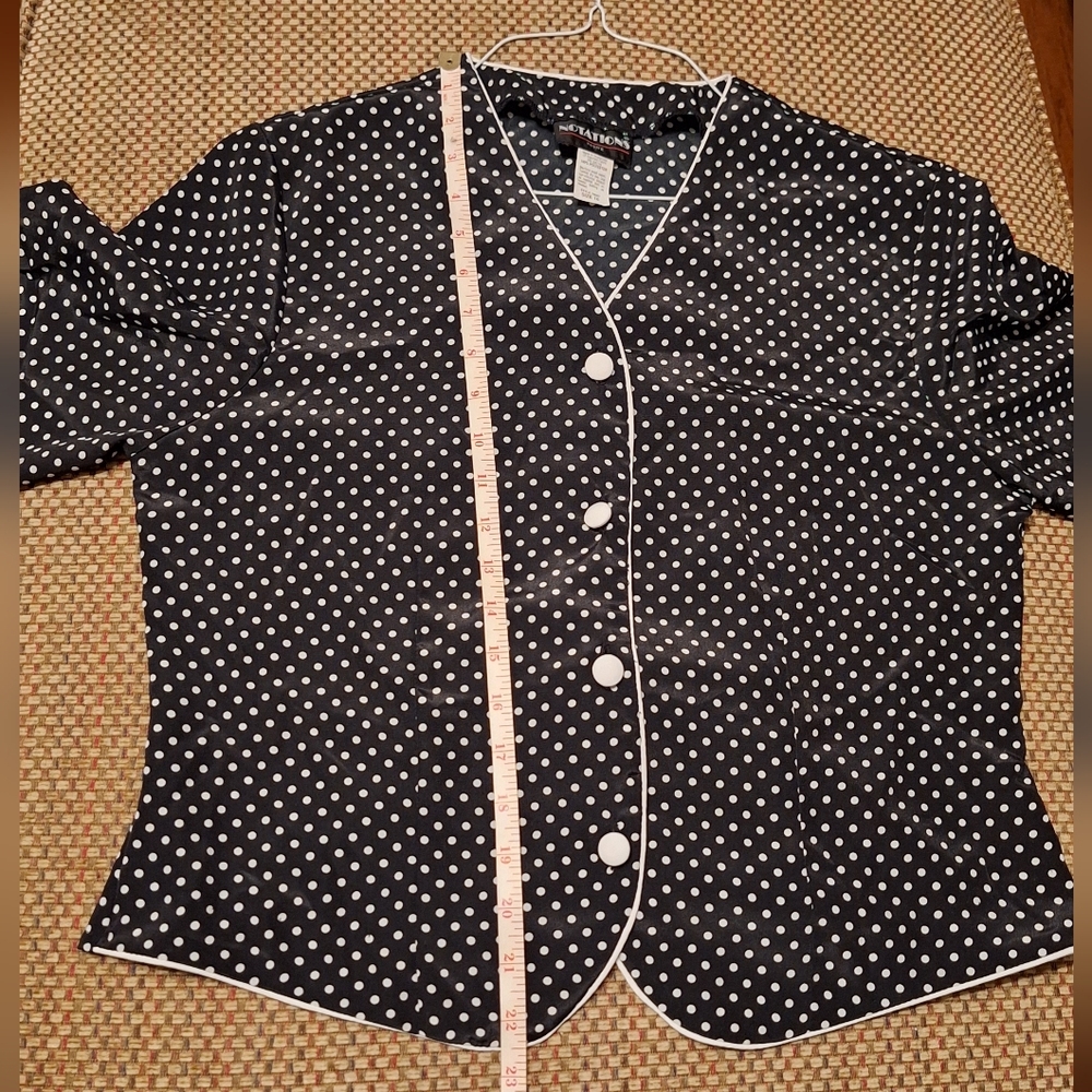 Notations Cute Petite Polka Dot Button Blouse W/ Tie Back - Picture 6 of 8